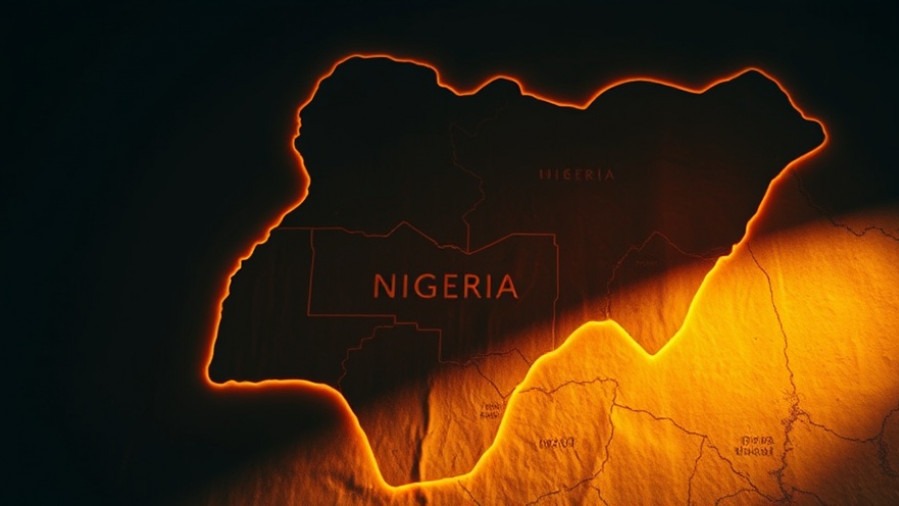 Worn map of Nigeria highlighting the persecution of Christians by Fulani militants.