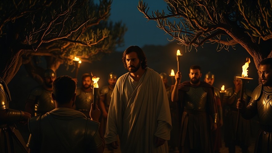 Betrayal in faith captured: Jesus and Judas in the Garden of Gethsemane.