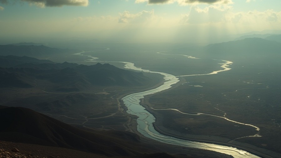 A serene Middle Eastern landscape reflecting peace in the Middle East, with majestic hills and rivers.