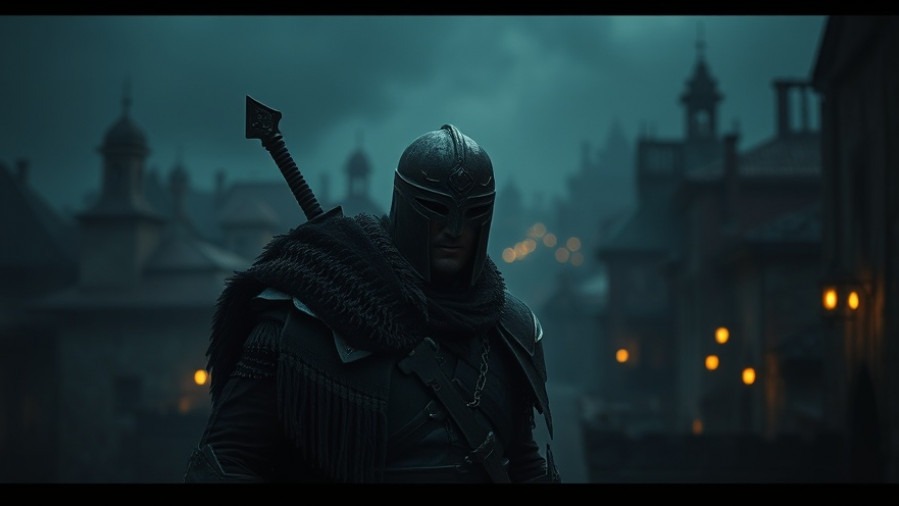 Rick Renner's portrayal of spiritual parenting, showcasing strength in a dark, atmospheric warrior scene.