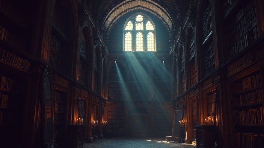 Ancient library filled with prophetic insights, light, and ethereal ambiance.