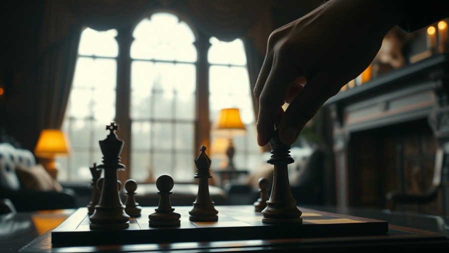 Lance Wallnau in a wealthy study, moving the king piece in a chess game.