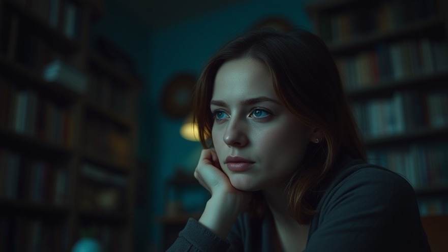 A contemplative young woman embodies prophetic integrity in a moody teal-lit room.