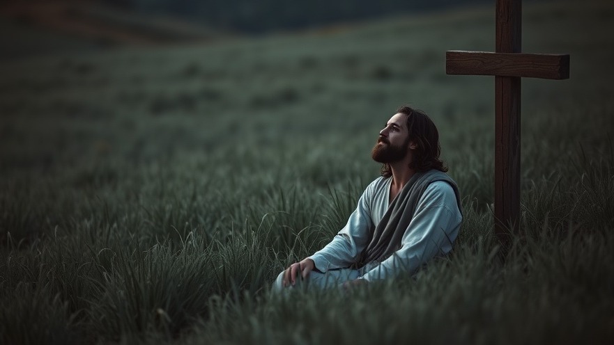 Jesus healing in a serene field, embodying forgiveness through Christ in Rick Renner teachings.