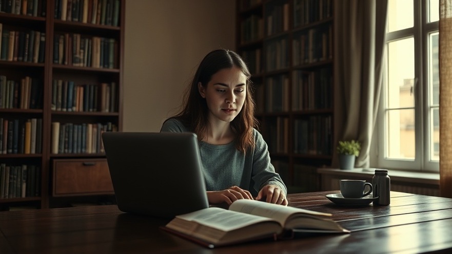 Young woman studying online for spiritual growth with prophetic insights.