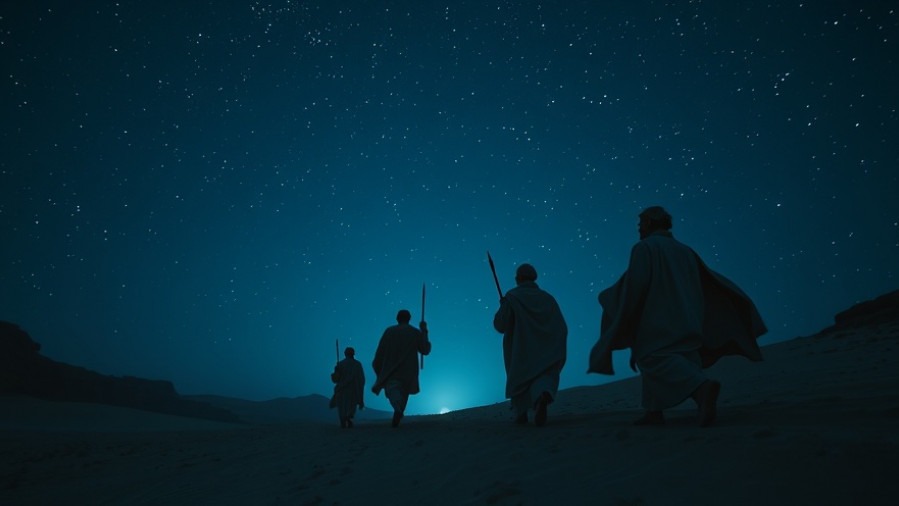 Wise men journeying through a starry night, embodying prophetic insights and biblical prophecy.