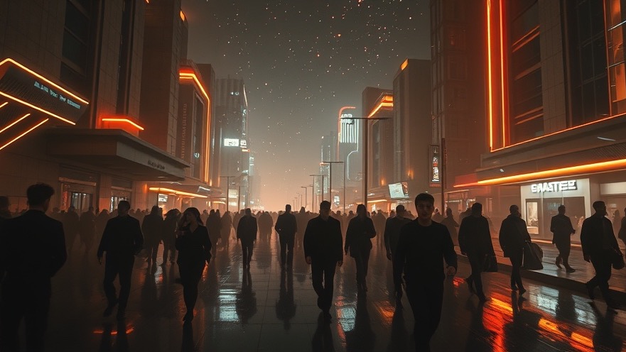 Cinematic scene of unity in faith, showcasing corporate superpower in a futuristic city.