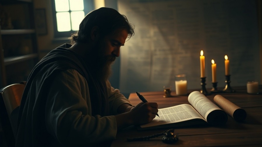 Paul in quiet reflection, embodying Christian teachings from Colossians insights.