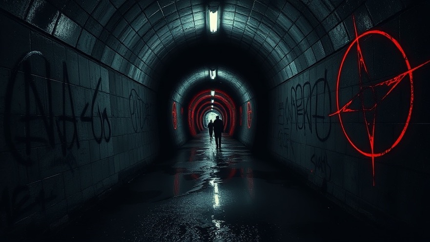 Dark, eerie Washington D.C. tunnels with satanic symbols and foreboding energy.