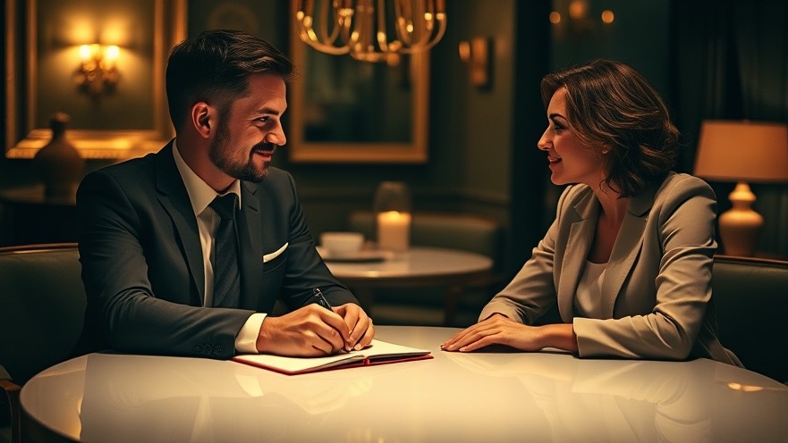Couple discussing financial ethics at a stylish dining table, embodying Christian stewardship.