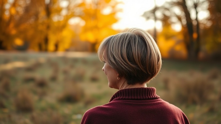 A woman with short hair smiling in an autumn field, exemplifying the power of gratitude.