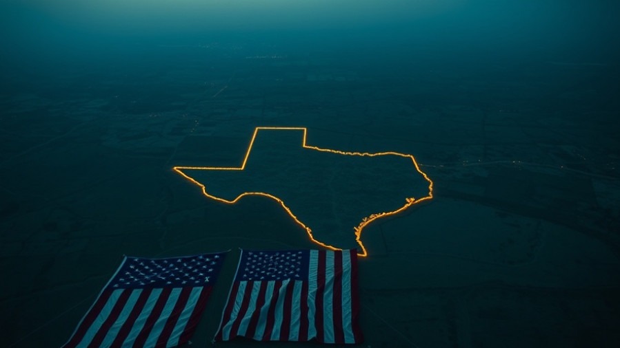 High-altitude view of Texas symbolizing freedom preservation and legislative action.