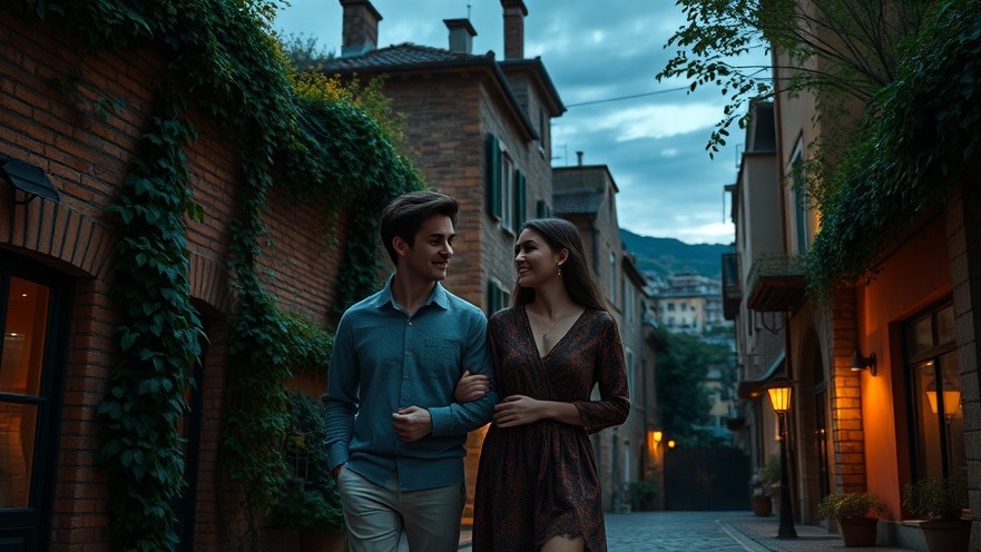 Young couple in spiritual warfare, embodying personal breakthroughs in a naturistic city.