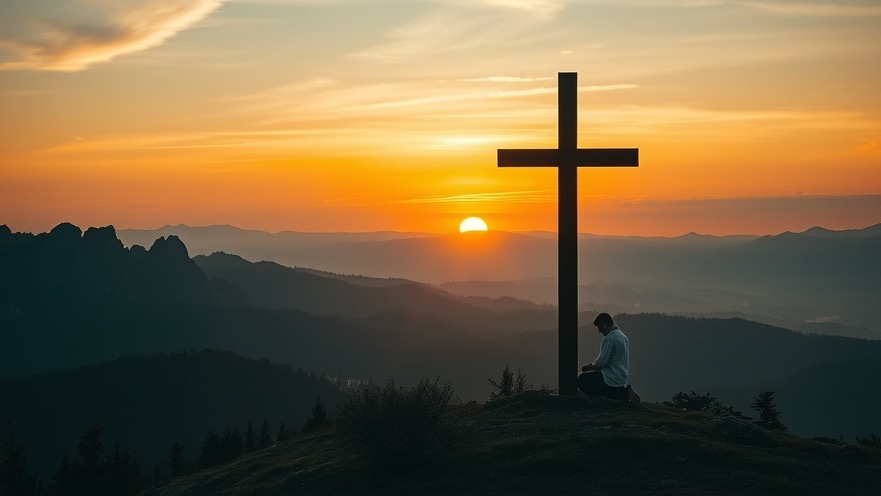 A wooden cross at sunrise symbolizes sacrifice in the Bible, embodying modern Christian faith.