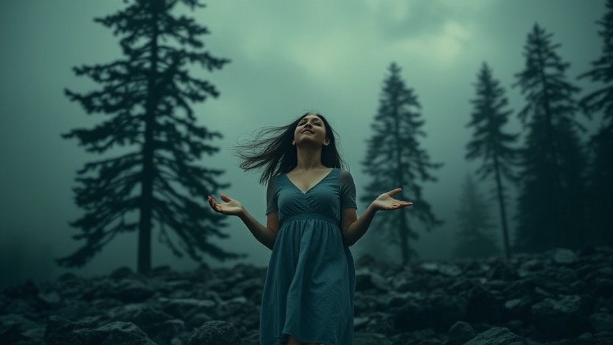 Young woman in worship, embracing true spiritual growth amidst nature's beauty.