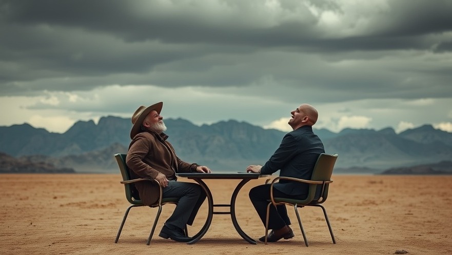 Faith-driven conservatives share laughter in a vast desert, embodying prophetic believers' joy.