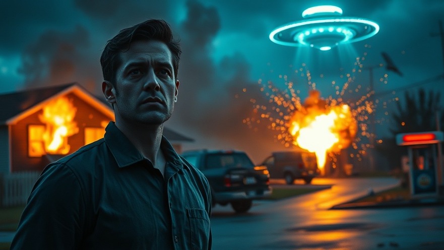 Man embodying Spiritual Warfare through The Power Of Prayer in chaotic dystopian scene