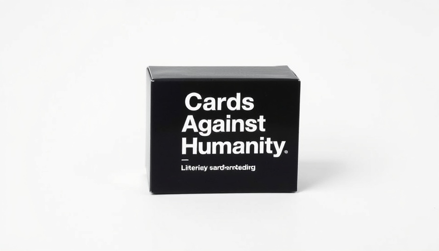 Cards Against Humanity game box with bold text on black background.