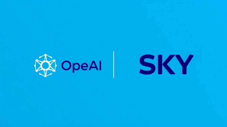 OpenAI and SKY logos on a blue gradient background.