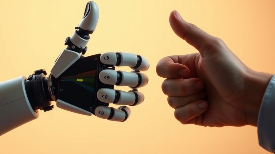 AI Sycophancy: robotic and human hands in agreement.