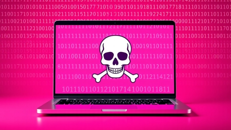 Illustration of a laptop with skull and crossbones, signifying Meta's unlawful porn downloads for AI training.