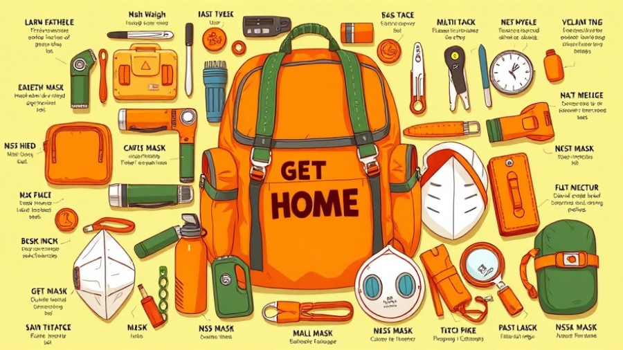 Illustrated guide on what to pack in a get home bag.