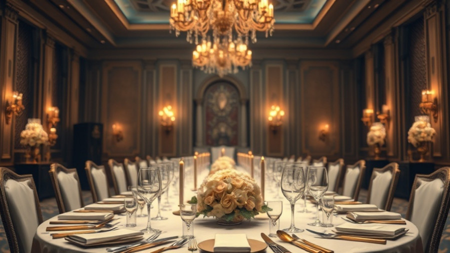 Luxurious table setting at state dinners at Iowa State Fair, elegant ambiance.