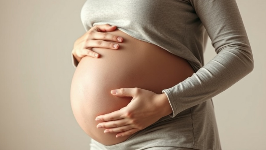 Pregnant woman cradling belly, related to AI-guided sperm recovery method.