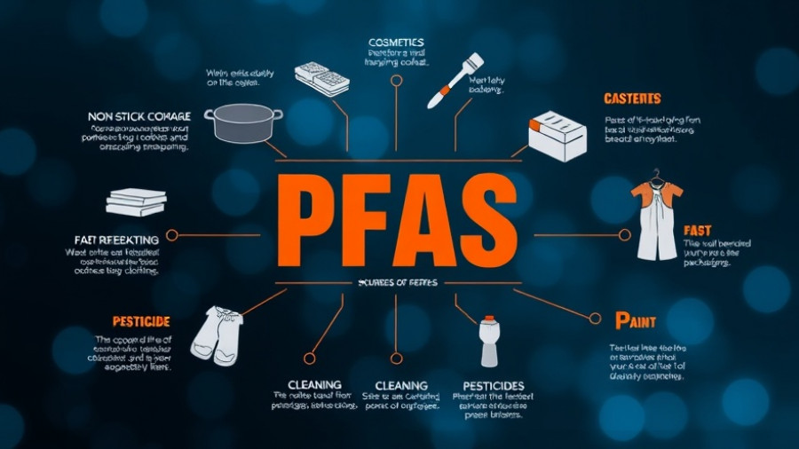 Infographic on PFAS sources including everyday products.