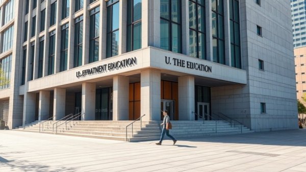U.S. Department of Education building facade in political news context.