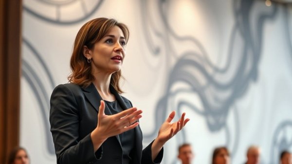 Woman presenting at conference on being fit to serve.