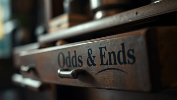 Nostalgic vintage drawer labeled 'Odds & Ends' open slightly.