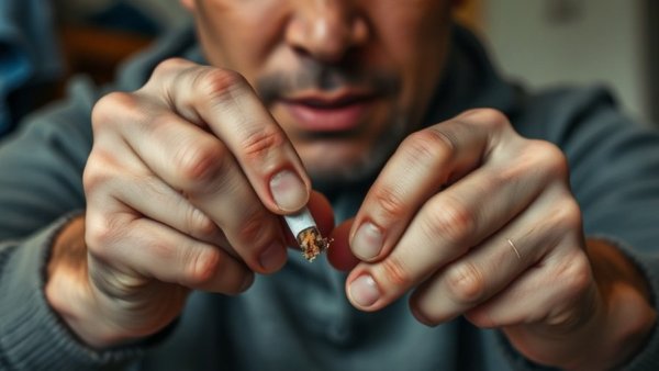 Breaking a cigarette highlights that even one cigarette a day can harm the heart.