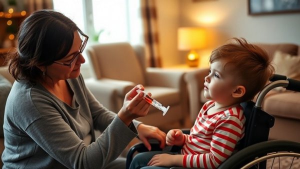Zika mothers advocacy: Mother caring for child in wheelchair at home.