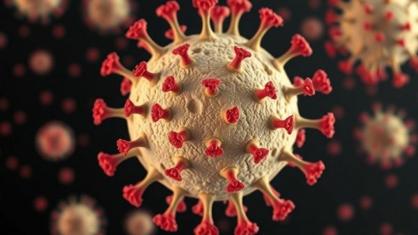 3D virus particles illustrating lasting remission for HIV concept.