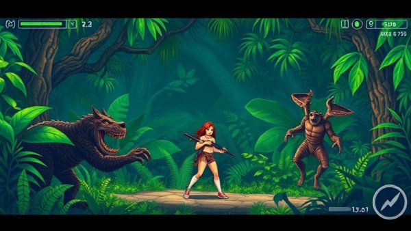 Rediscover Jill of the Jungle in classic pixel art game scene.