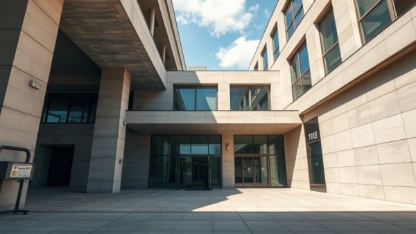 Exterior of modern building illustrating federal funding for libraries