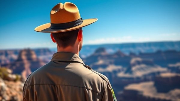Grand Canyon view with park ranger, reflecting on fee-free national parks.