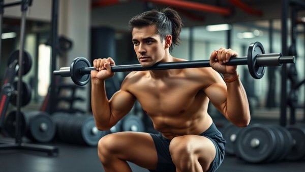 Safety Squat Bar for Leg Strength in home gym, person squatting.