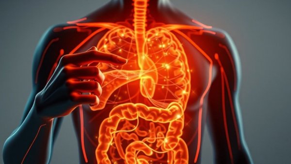 Illustration of gut microbiome affected by industrial chemicals.