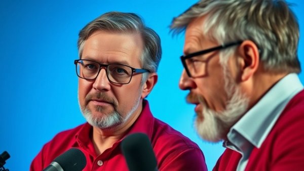 Podcast debate between two men on bodybuilding beauty pageant sport topic.