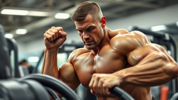 Bodybuilder in rigorous 2026 Mr. Olympia training session at gym.