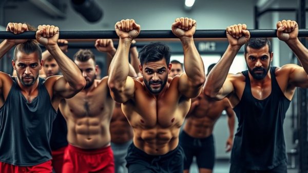 Diverse athletes take on the V-Bar Pushup Challenge in a gym setting.