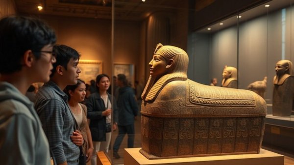 Visitors exploring museum exhibits with a library card in Atlanta.