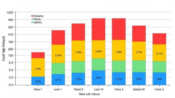 Beta cell volume comparison chart for diabetic and non-diabetic subjects.