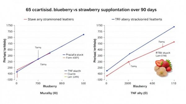 Effect of blueberry and strawberry on TNF-alpha levels, comparison graphs.