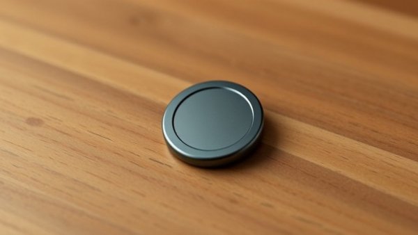 AI-powered wearable pin device on a wooden surface in natural light.