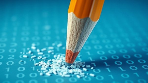 Eraser removing binary code, symbolizing digital data deletion, related to Poland energy grid wiper malware.