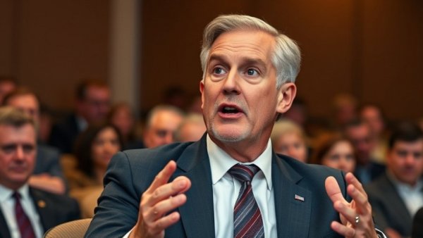 Middle-aged man discussing Netflix HBO Max merger impact at conference.