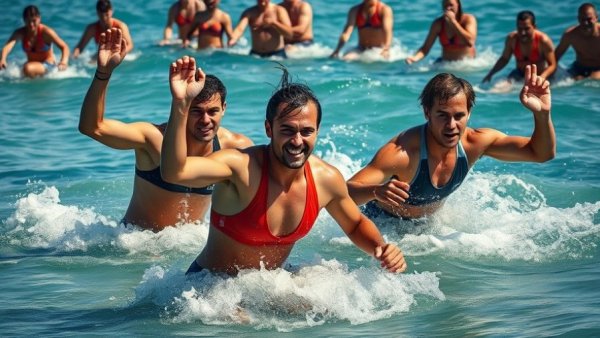 Athletes demonstrate endurance sports mental toughness in team challenge.